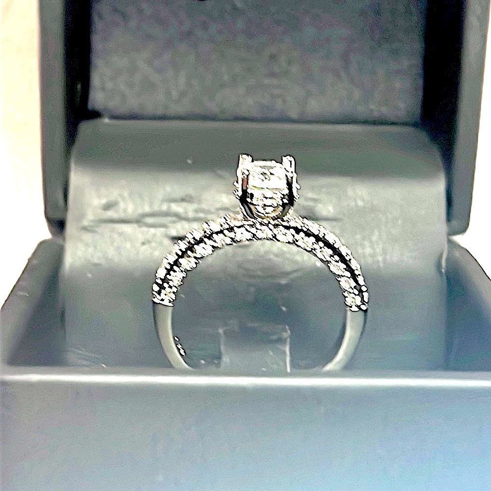 💲⬇️❤️Nwot  silver 925 lab created diamond solitaire ring+band with diamonds - Picture 6 of 7